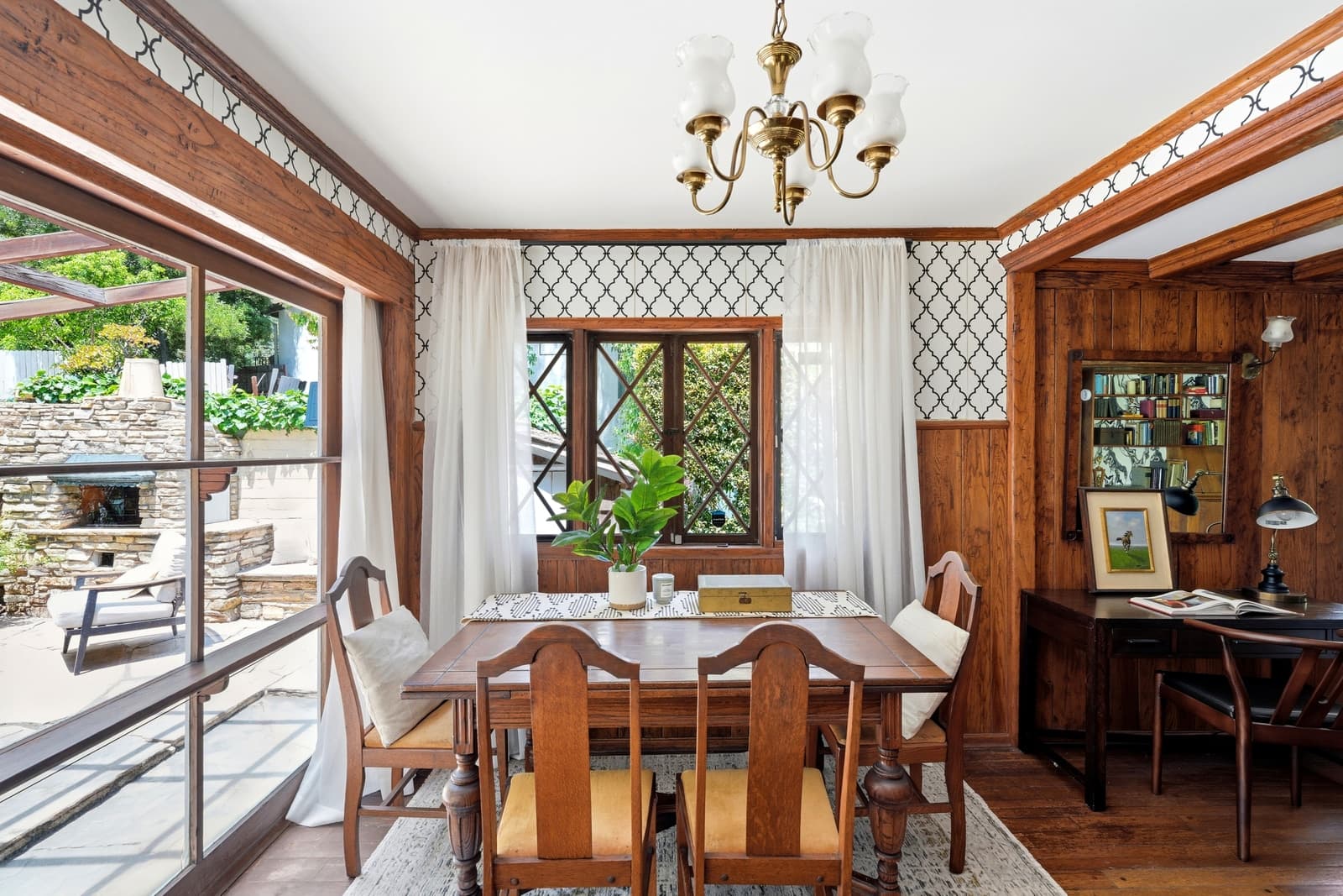 Wood-paneled dining room in a Bel-Air listing, photographed by VVT