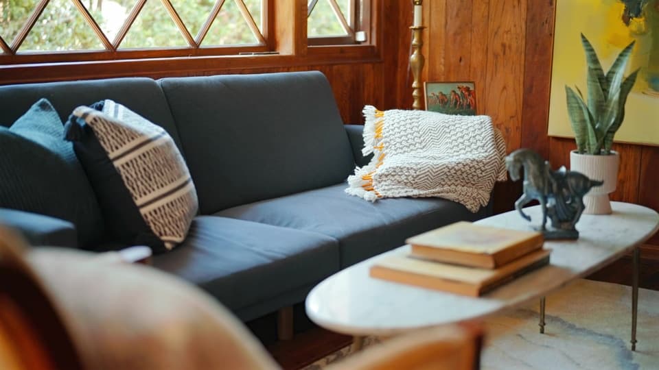 Living room seating detail at 947 N Beverly Glen Blvd