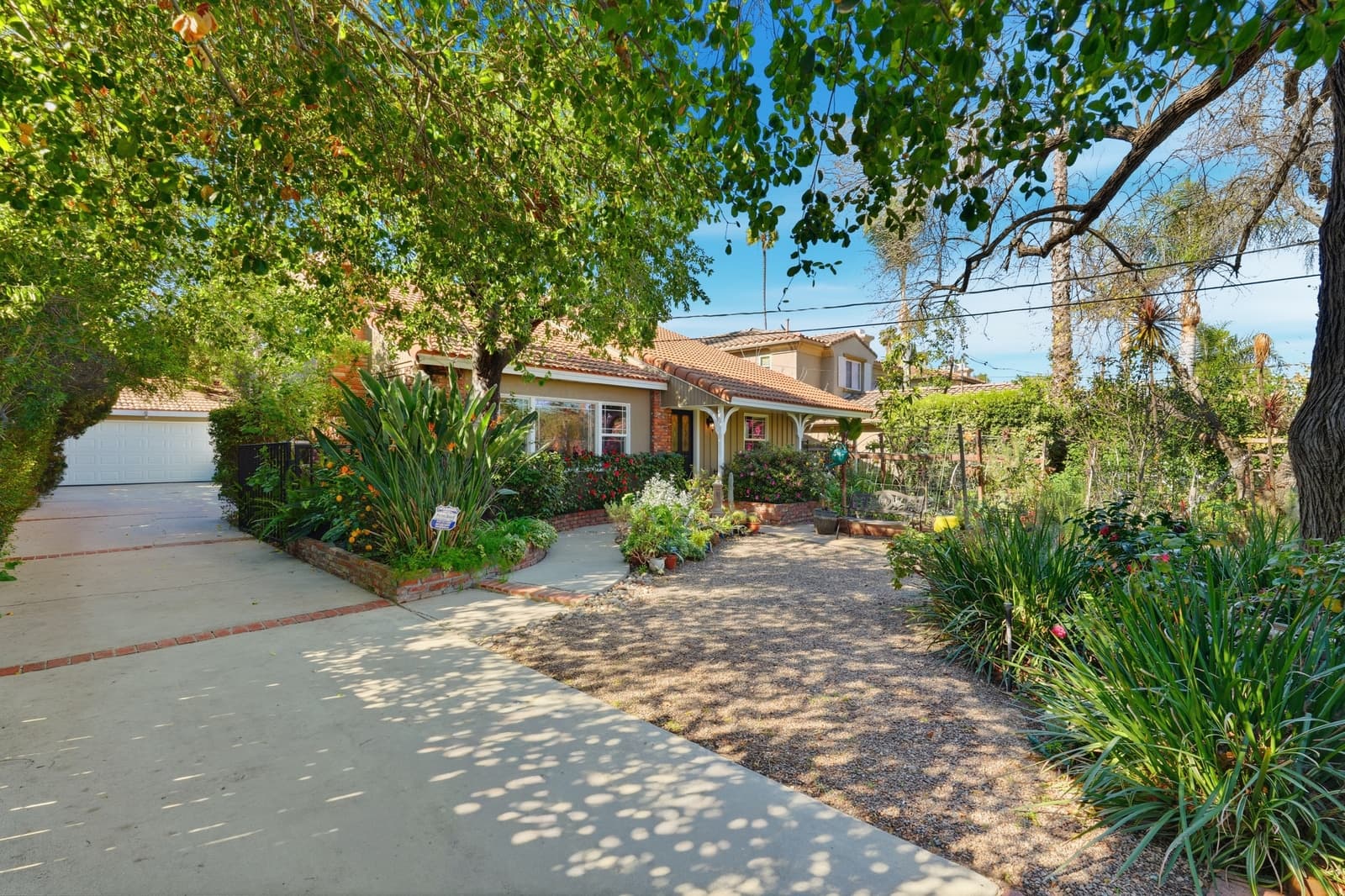 Driveway and landscaping of an Encino home, photographed by VVT